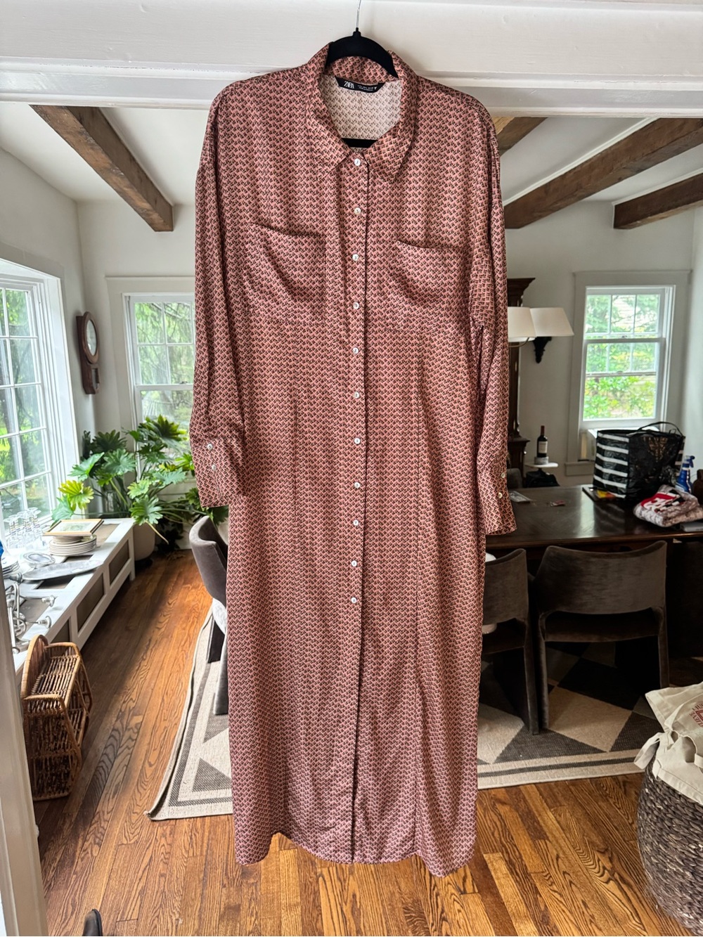 Zara Dainty Floral-Patterned Maxi Shirt Dress